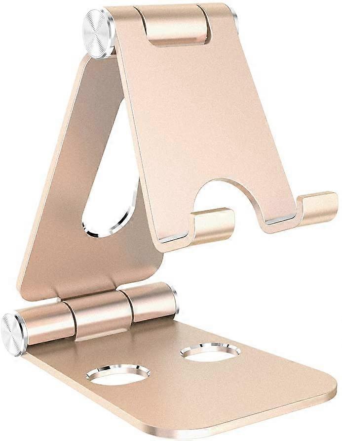 Mobile Phone Stand Adjustable Foldable Aluminium Tablet Stand Golden