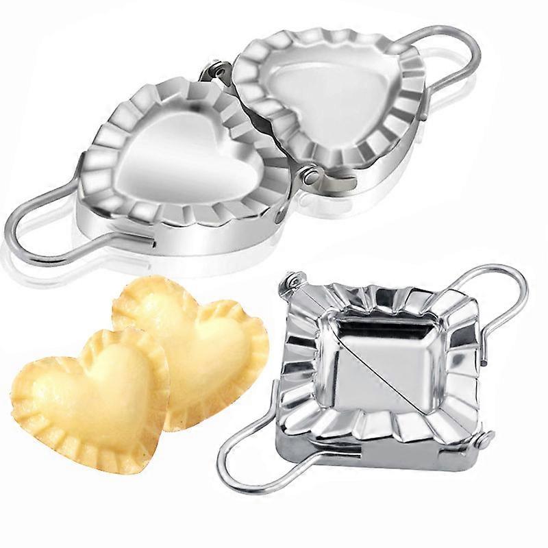 2PCS Best Utensils Stainless Steel Empanada Press Ravioli Mold Pierogi Dumpling Maker Wrapper Pastry Dough Cutter Kitchen Accessories, Creative dumpli