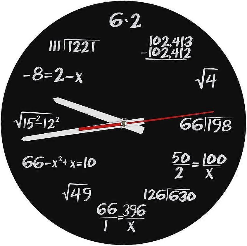 Wall Clock, Creative Math Wall Clock Unique Design Fun Mathematical Formulas Clock for Classroom, Home, Office Modern Decoration Gift