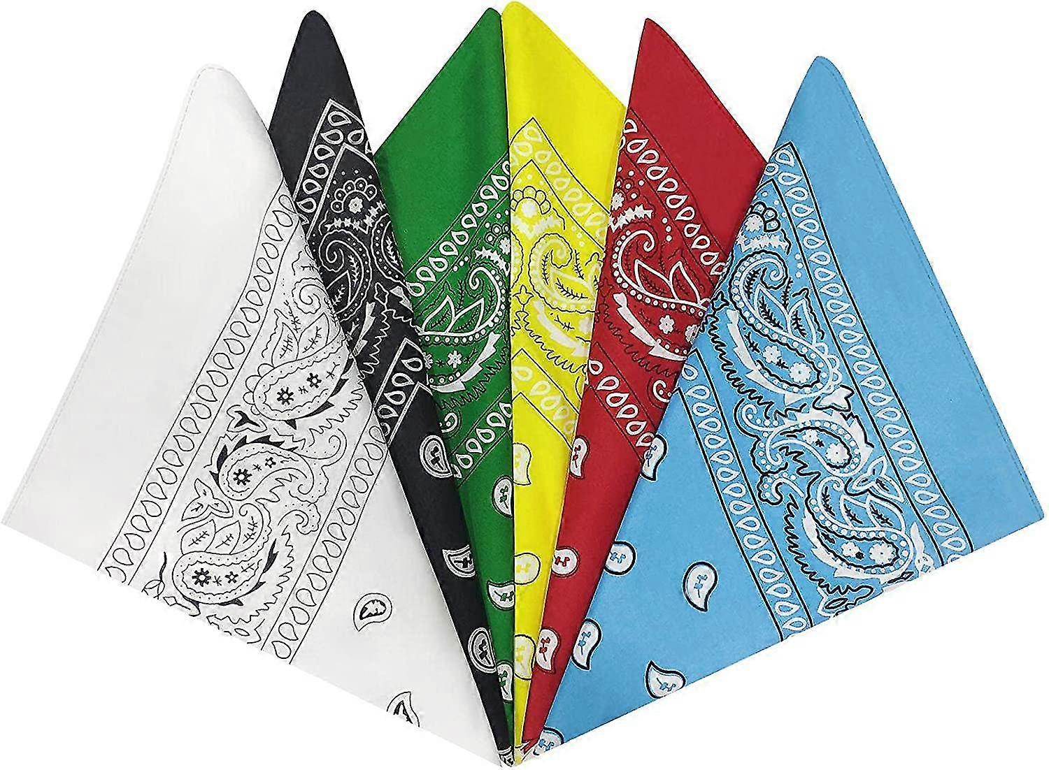 スカーフネックスカーフストラップカシューナッツバンダナデザインスカーフノベルティ印刷ヘッドラップ男性女性ユニセックス大人と子供54 x 54 cm 6ピース