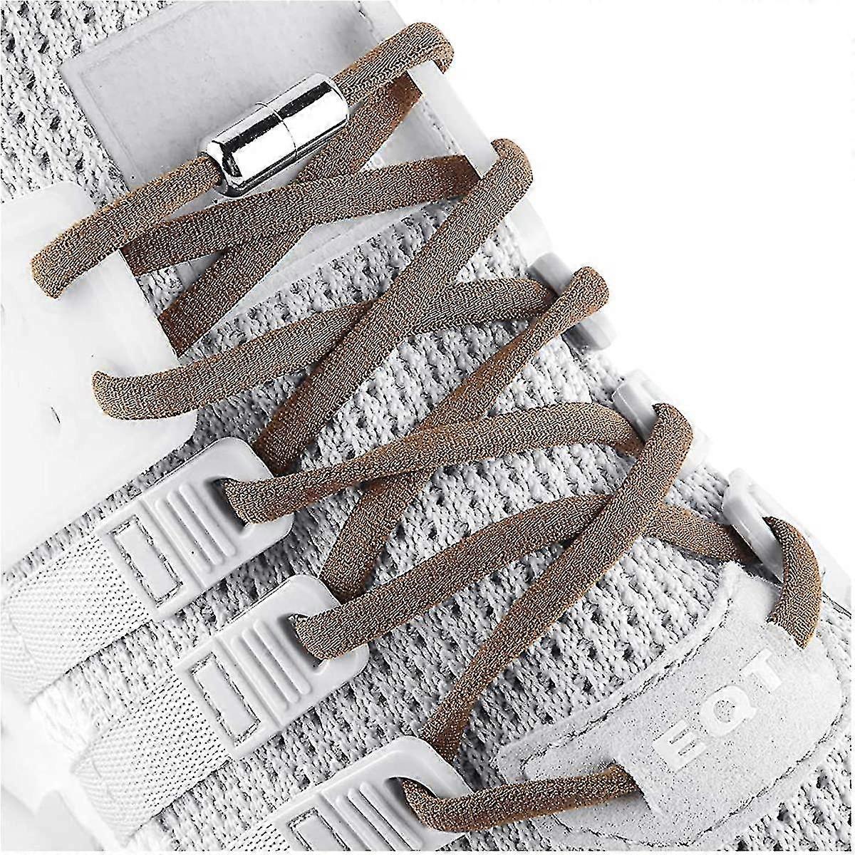 Brown Elastic No Tie Shoe Laces For Adults,kids,elderly,system With Elastic Shoe Laces(5 Pairs )