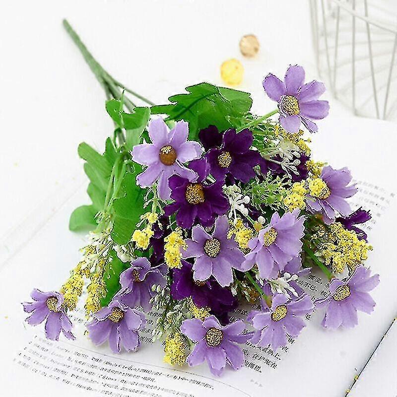 Light Purple-2 Head Artificial Silk Flowers Daisy Bunch Purple