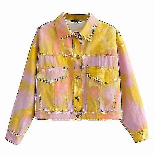 Tie Due Printed Long Sleeve Jacket Coat