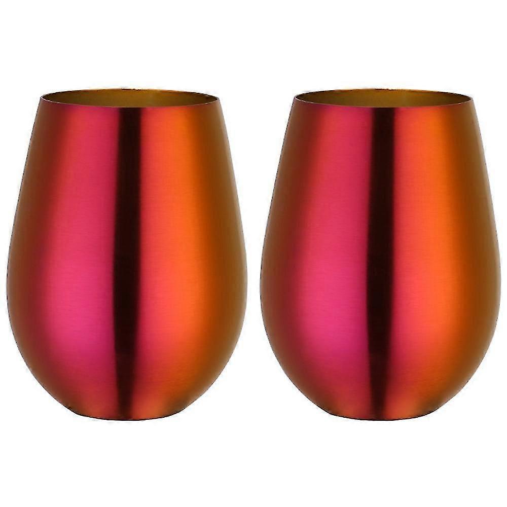 Verre à vin sans pied en acier inoxydable, gobelet à vin portable extérieur - Ensemble de 2 gobelets en métal JGO MOV
