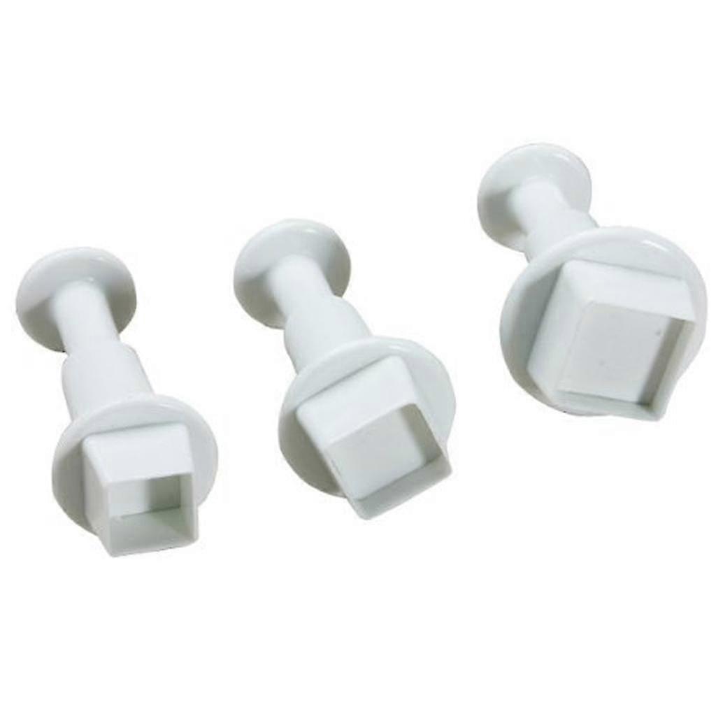 3pcs/set Square Shape Cake Plunger Set Fondant Tools(white)