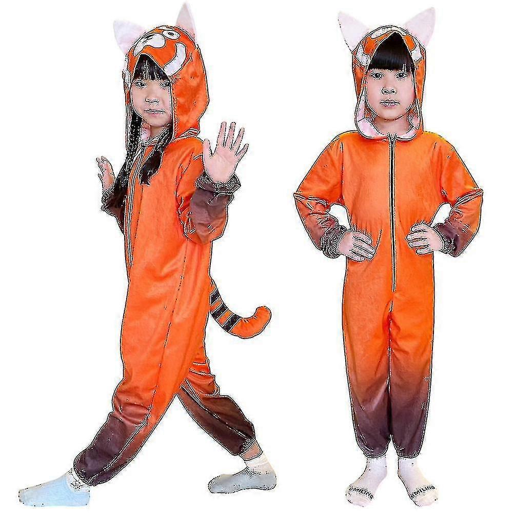 A gyerekek piros jelmezbe fordulnak Állat Piros Panda kapucnis jumpsuit játékruha H