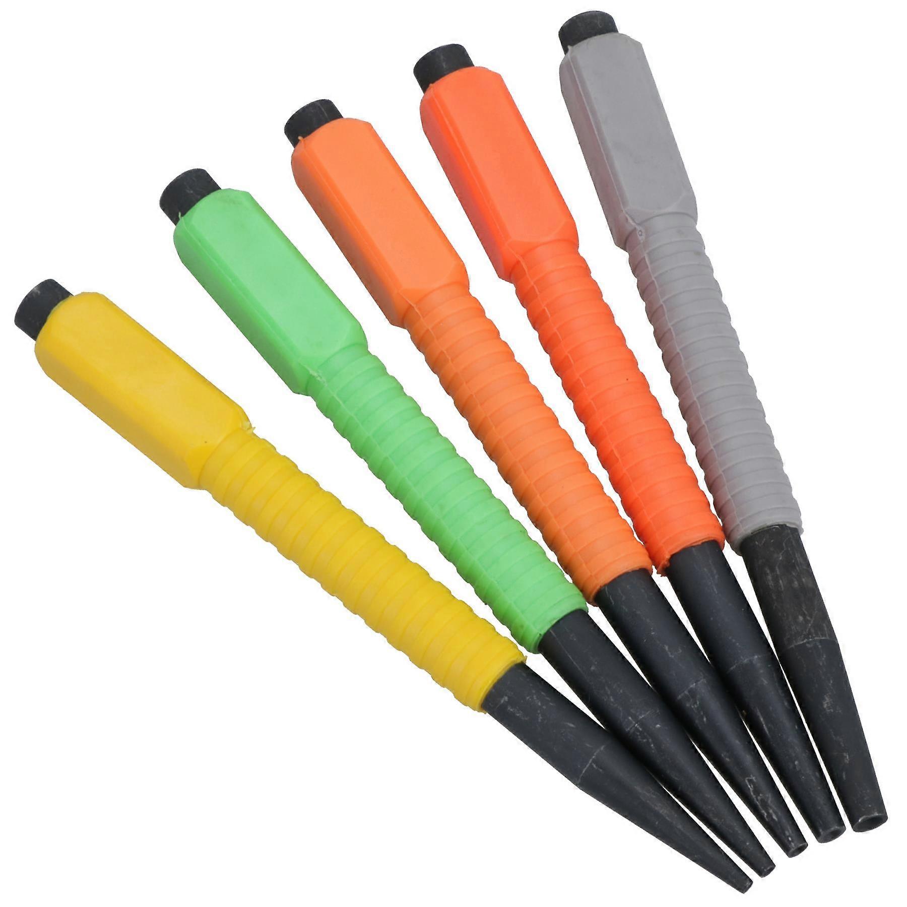 5pc Nail Punch Coloured Set 1.6 - 4.8mm Soft Grip Hollow End Steel TE976