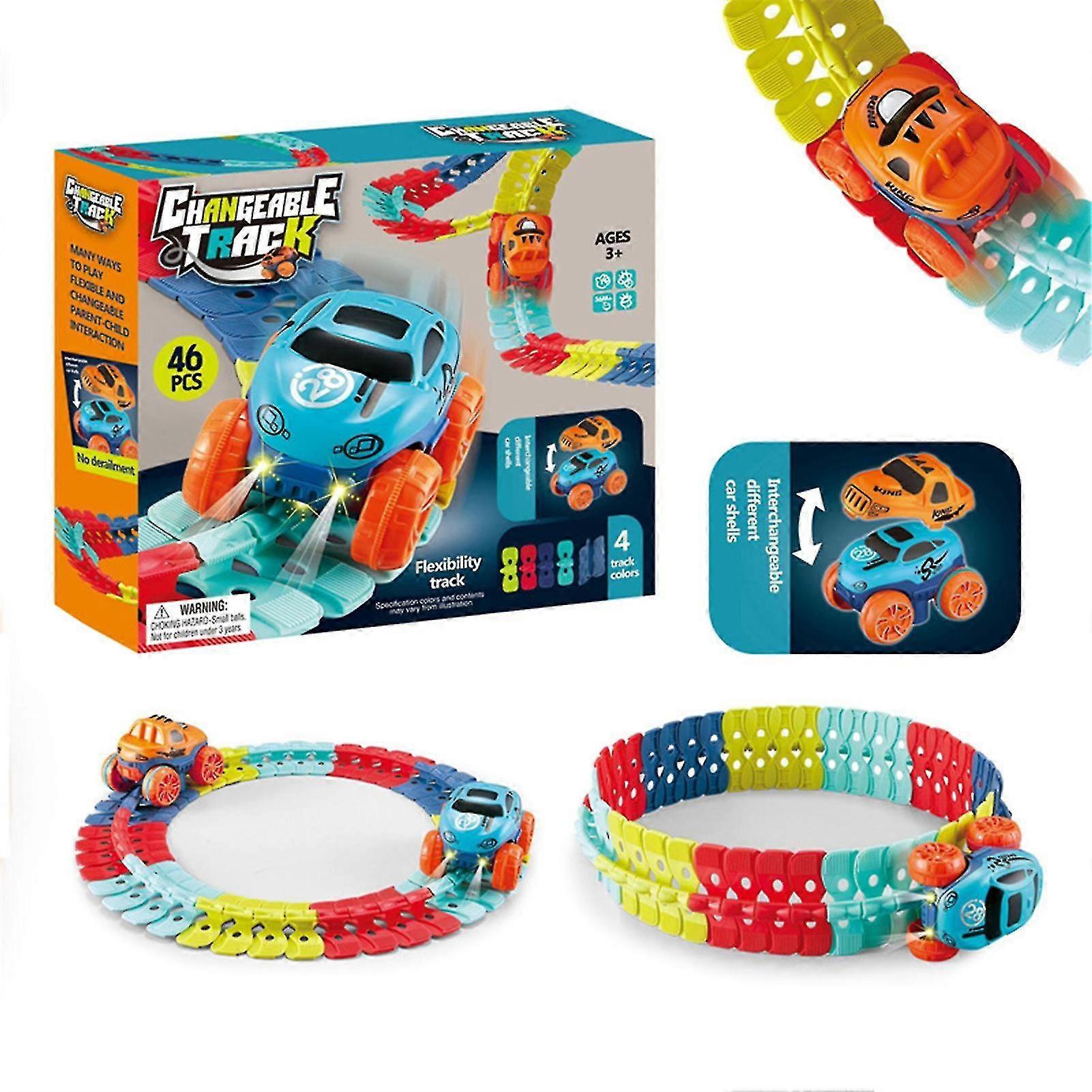 Changeable Track With Led Lighting Race Car Flexible Rail & Electric Car Set Won"t Turn Out Of Track