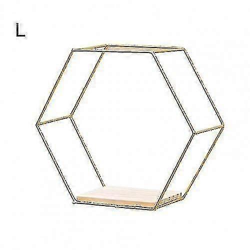 Nordic Style Floating Hexagonal Wall Shelves(golden L)
