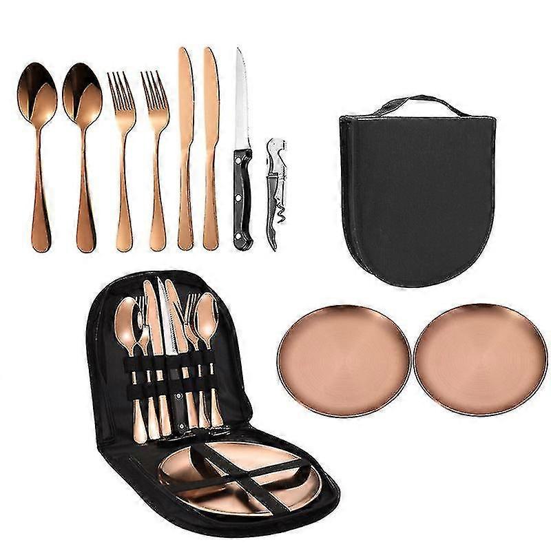 Outdoor Picnic Tableware Unit Stainless Steel Tableware Knife, Fork And Spoon Suit Western Food Steak Knife Plate