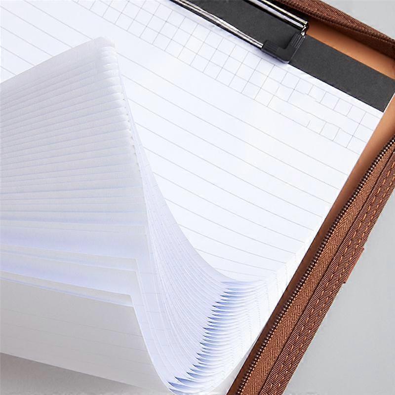 Leather Portfolio Folder with Zipper for Women/Men, Business Padfolio with Handle, Conference Notepad Folder Browm