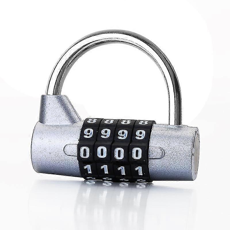 1 Piece 4 Digit Combination Padlock, Gym Locker Lock, 54mm Resettable Rust Resistant Padlock, U Shape Security Combination Lock (silver)