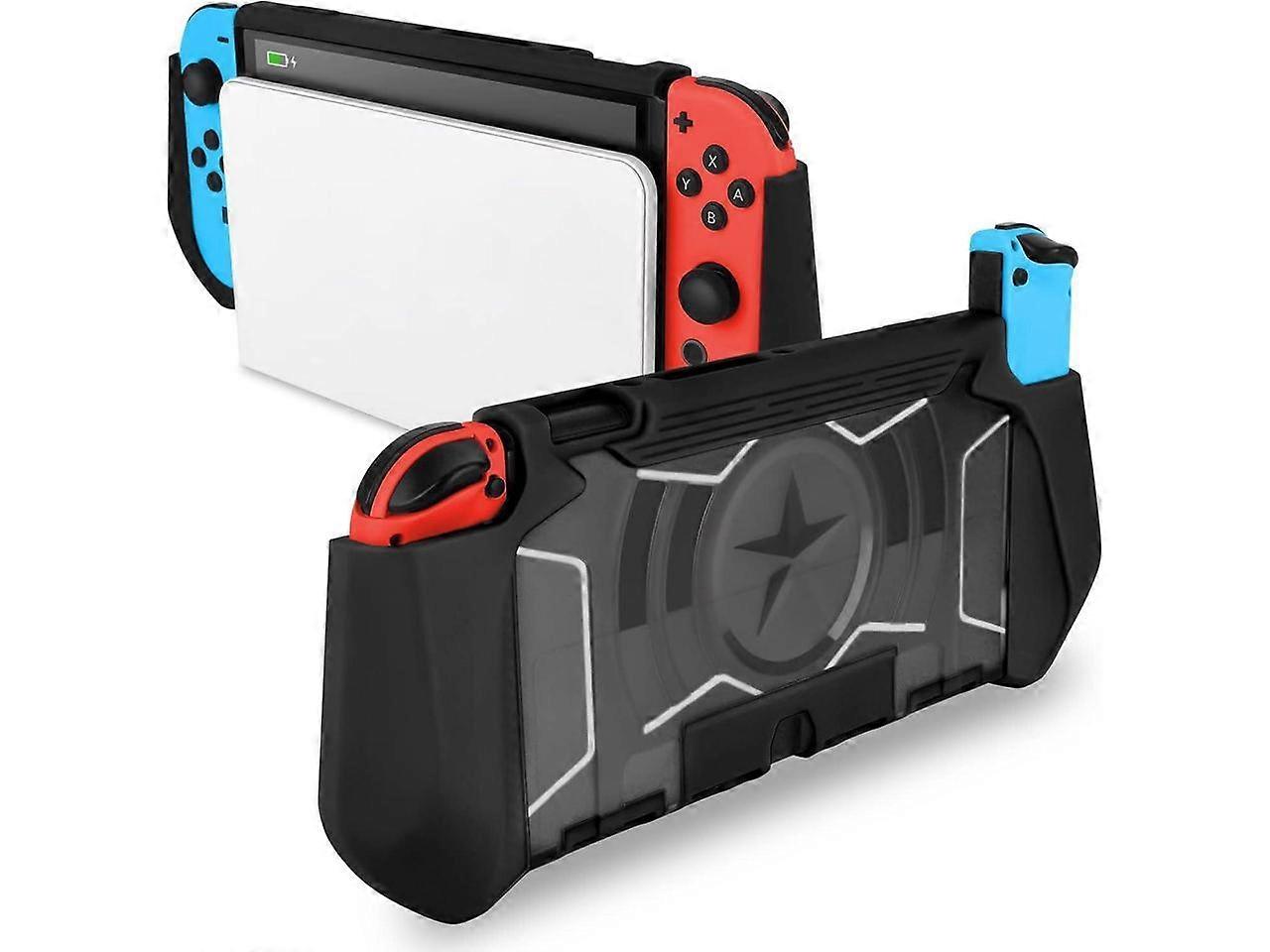 Dockable Case Compatible for Nintendo Switch, TPU Grip Protective Cover Case with Ergonomic Design and Comfort Grip