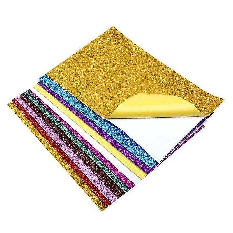 Gold Glitter Powder Self Adhesive Stickers Set Of 10 Handmade Paper Crafts For Diy Scrapbook Art Project Valentine's Day Greeting Card Supplies Sticke