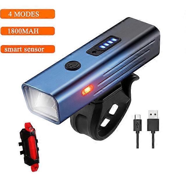 Bicycle Parts Bicycle Light Smart Light Sensing LED Rechargeable Set Aluminum alloy shell Road MTB Bike Front Back Headlight Lamp Flashlight