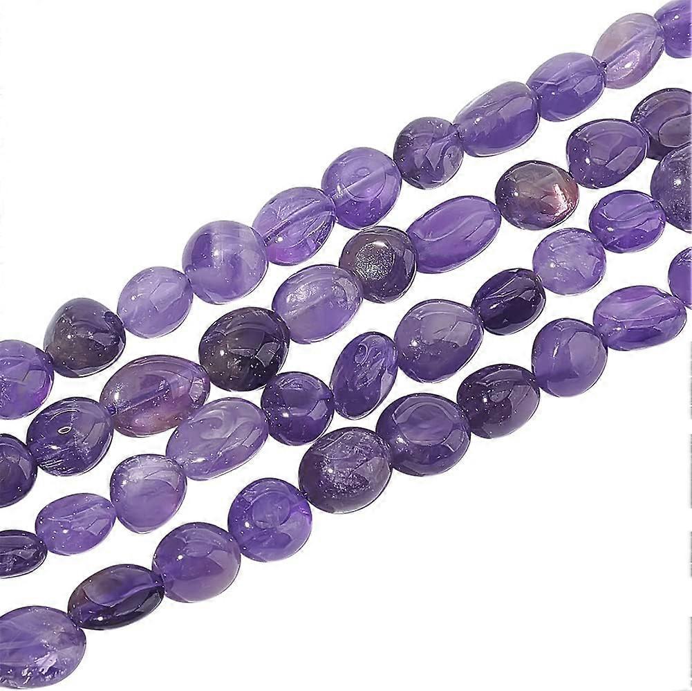 About 60~90 Pcs Oval Gemstone Beads 8~15x7~12mm Natural Amethyst Beads Irregular Natural Stone Beads Undyed Loose Beads for Necklace Bracelet Jewelry