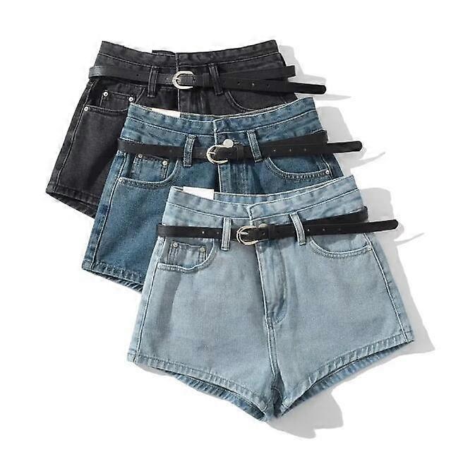 Women's High Waisted Denim Shorts with Belt