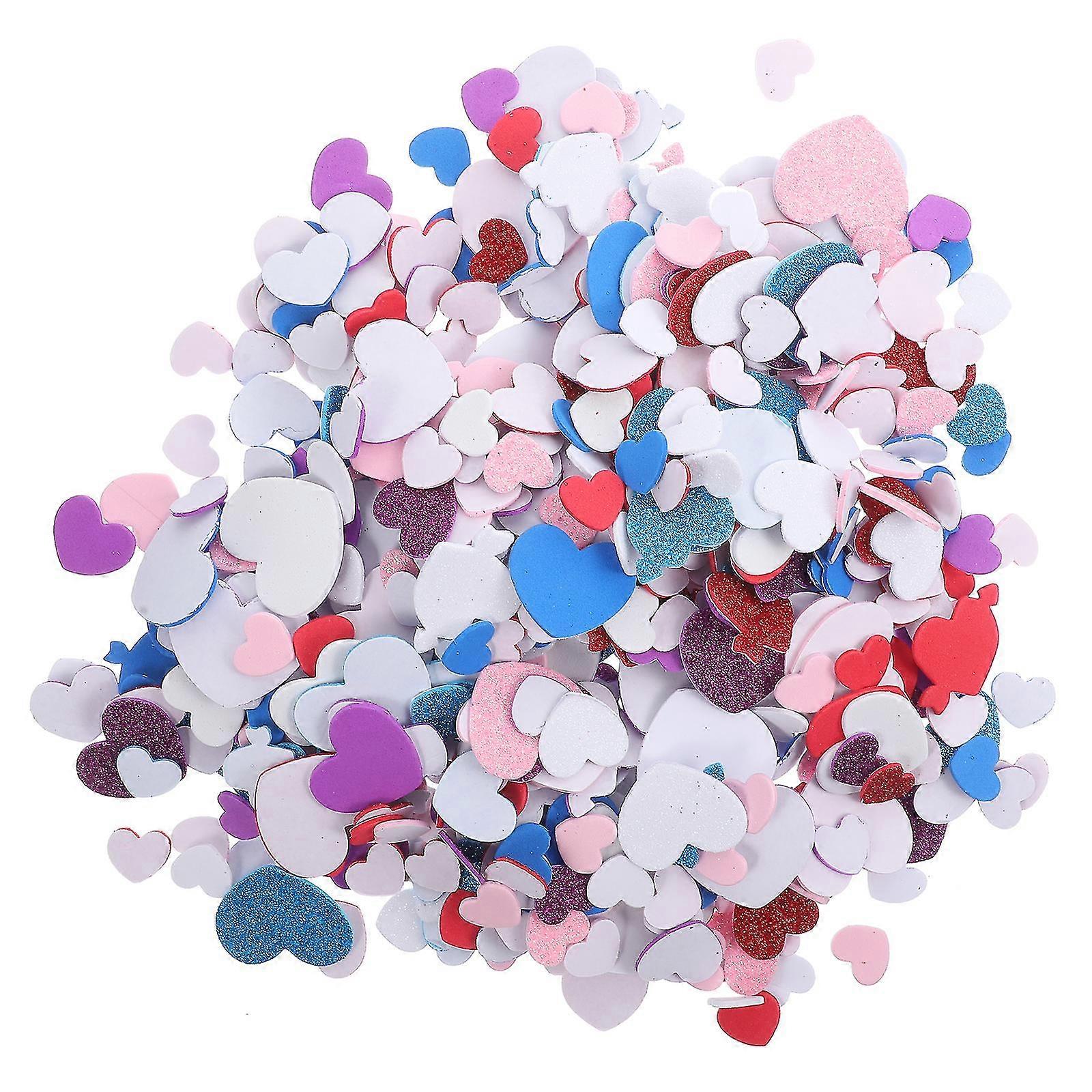 610pcs Heart Foams Stickers Self-adhesive Heart Shapes Craft Stickers For Valentine's Day
