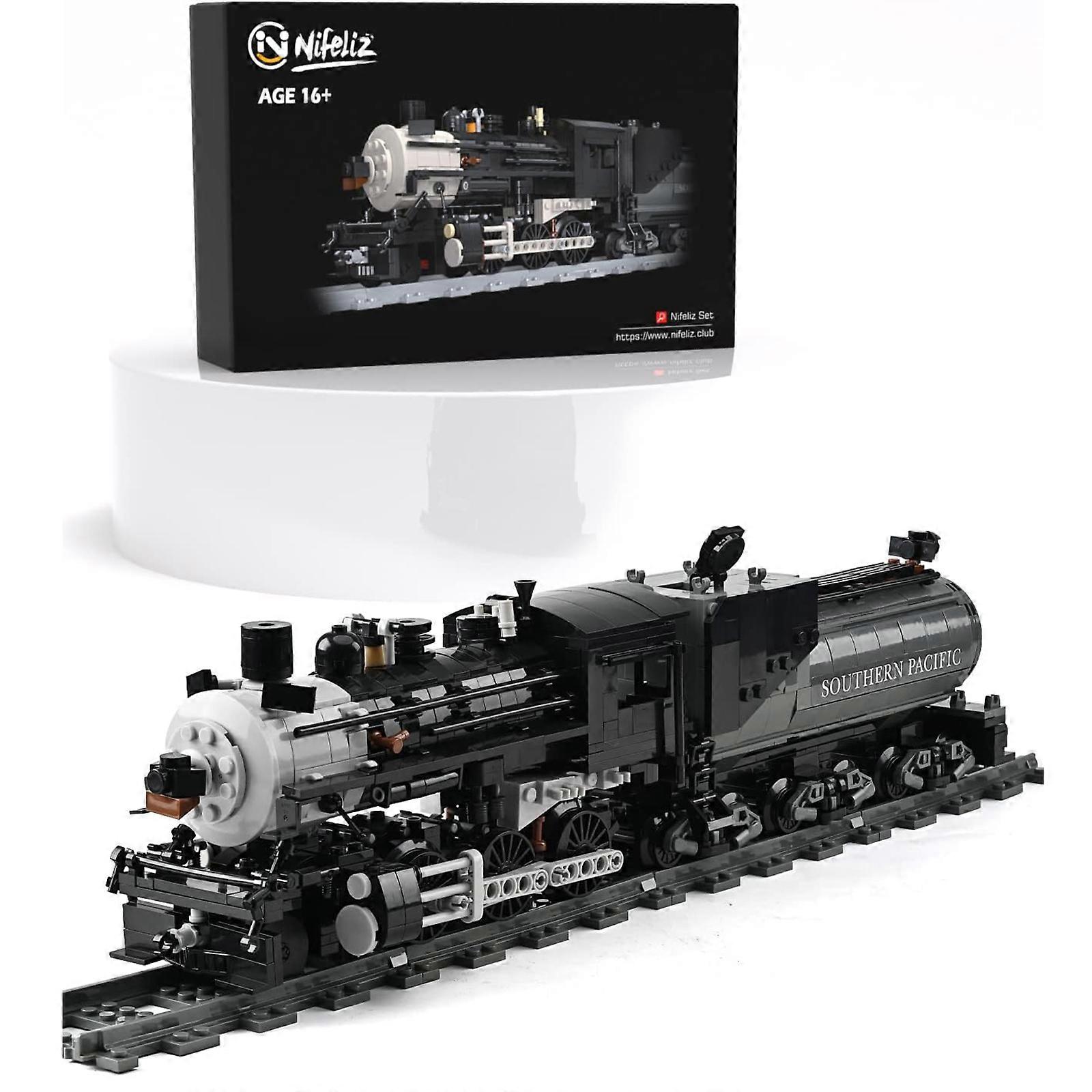 Nifeliz Steam Train Building Kit and Engineering Toy, Collectible Steam Locomotive Display Set, 1: 38 Scale Model Train Building Kit with Train Tracks
