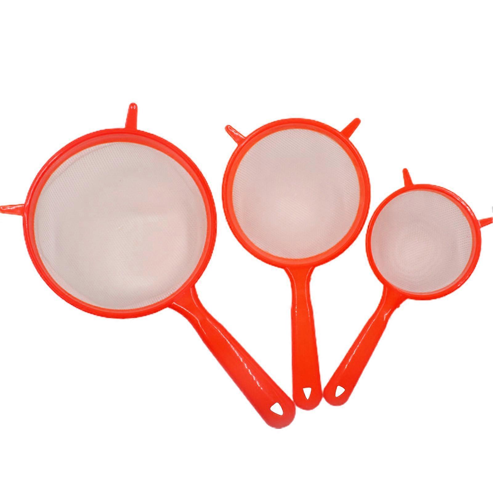 QingHai 3Pcs Food Sieve Hanging Hole Design Mesh Scoop Strainer Lightweight Durable Filter Sieve for Home Kitchen