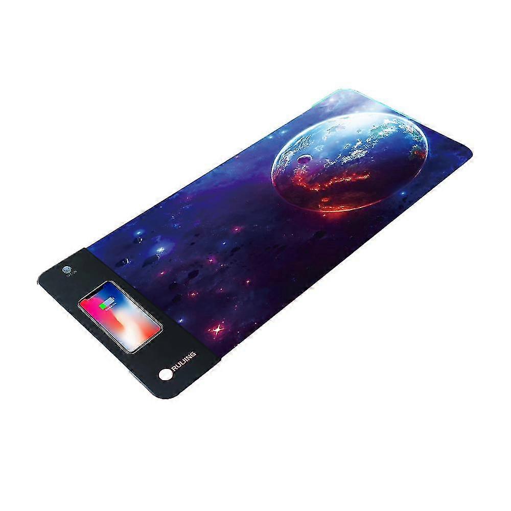 Wireless Charging Rgb Mouse Pad, 10 Lighting Modes Extra Large Mousepad, Non-slip Rubber Base Computer Keyboard Mat  For Laptop And Gaming(cosmos-7)