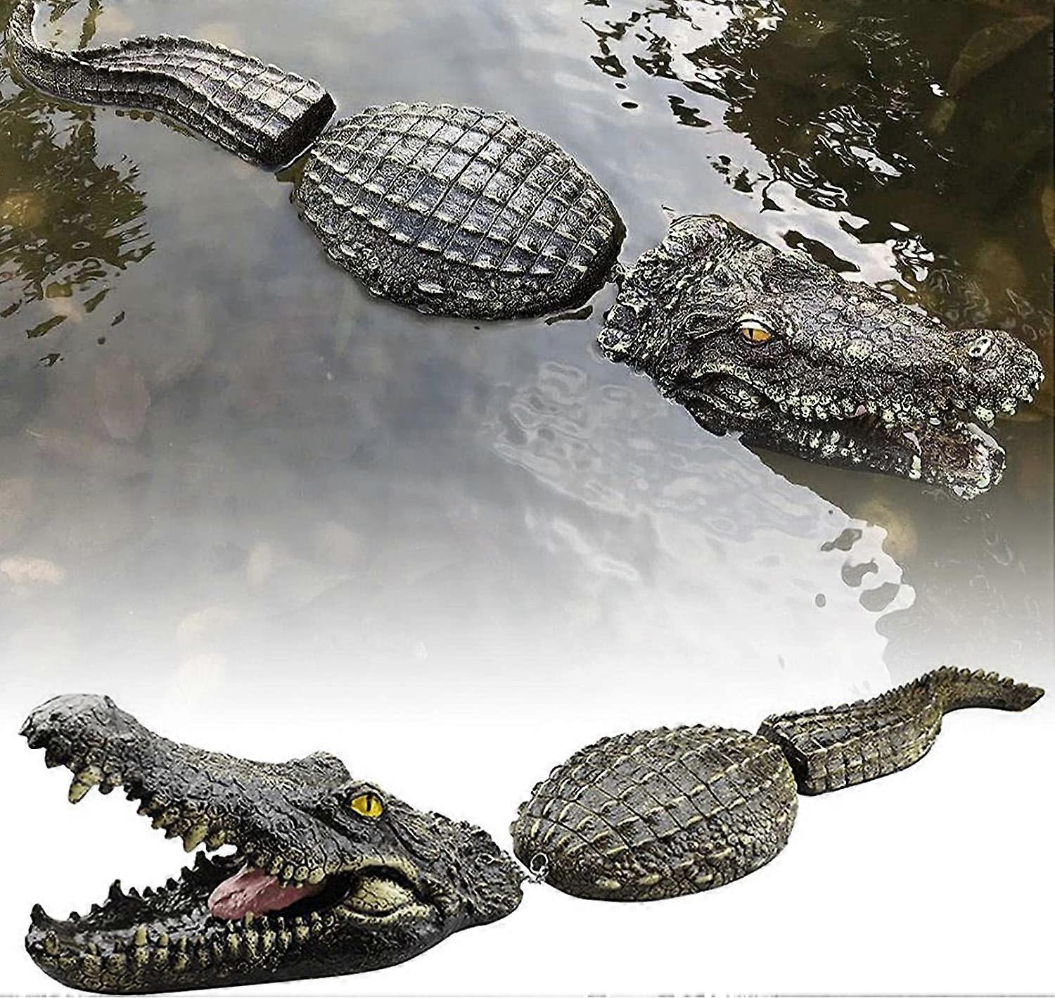 Floating Cro codile Spoof Toy, Pond Cro codile Water Decoy Simulation Animal Ornament for Garden Pool Pond Duck Geese Heron Scare (D-4-)
