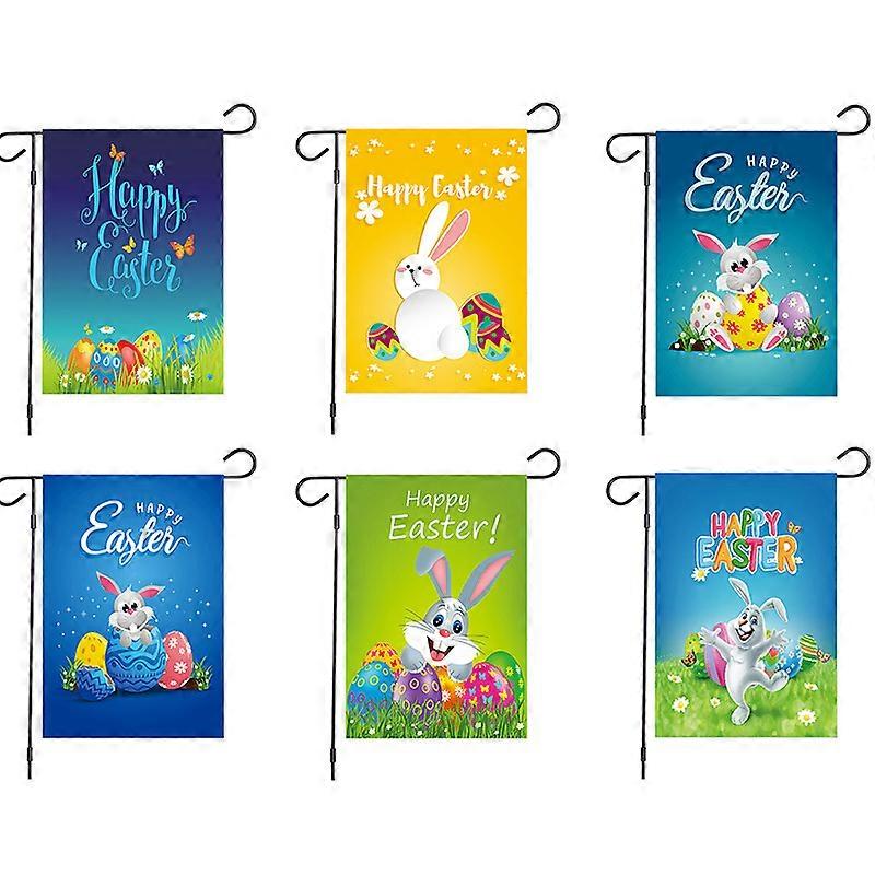 Easter Bunny Egg Pattern Linen Garden Flag Double Sided