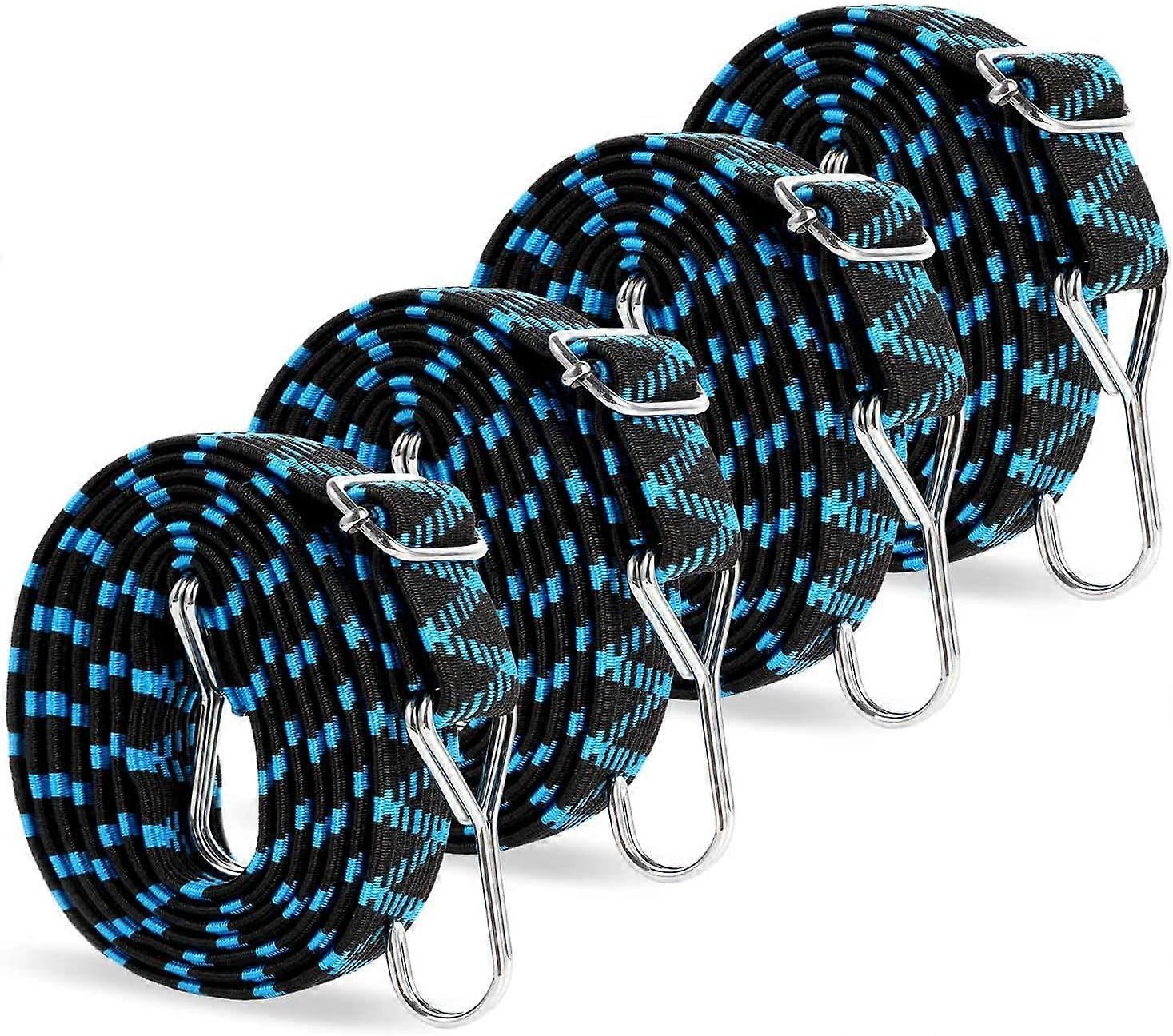 سلك بنجي مرن مسطح مع خطافات 2 متر ، سلك بنجي مرن قابل للتعديل مع خطاف معدني ، حبل مرن للأمتعة ، حزام متحرك مرن عريض للدراجة ، 