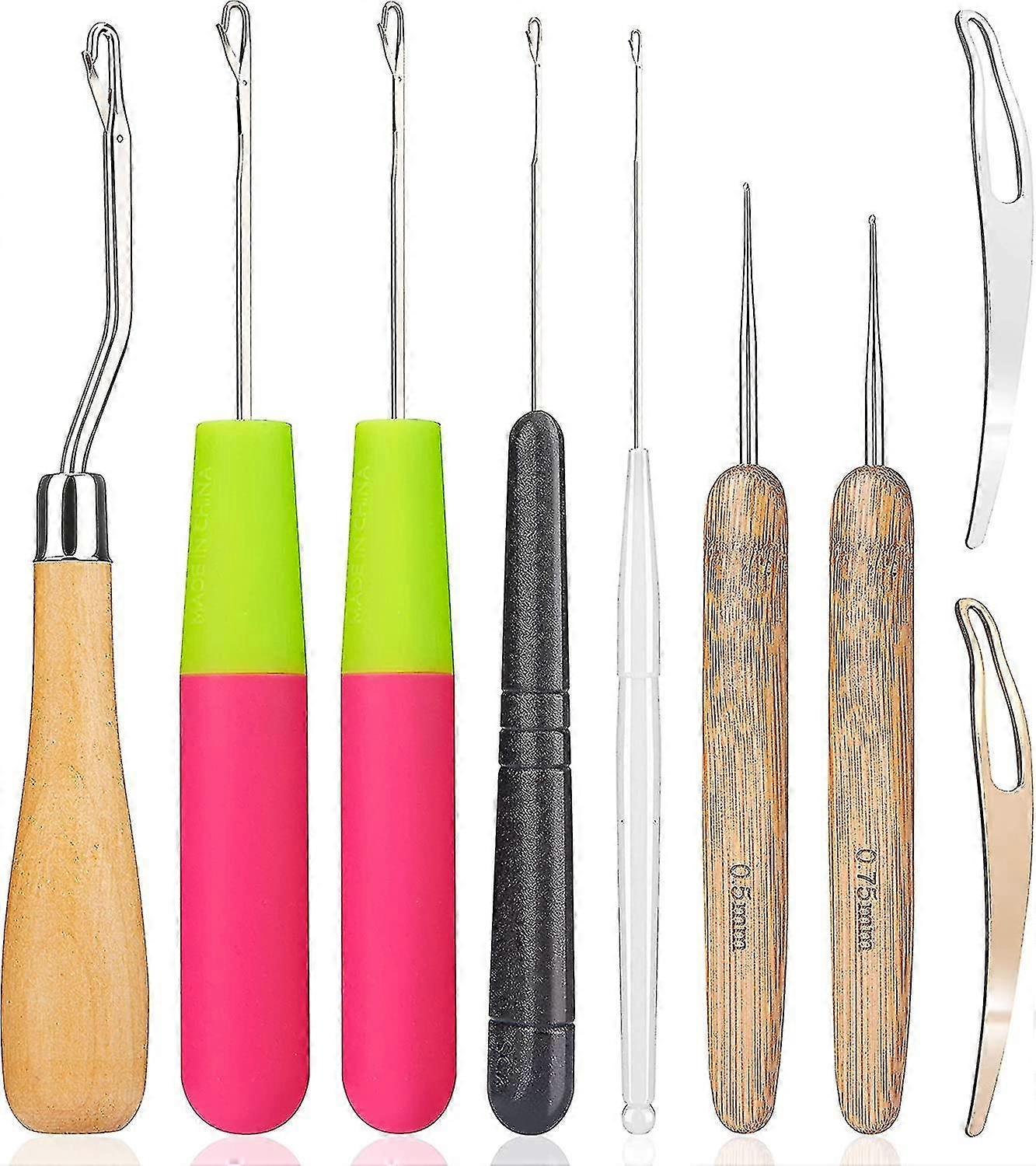 9 Pcs Dreadlocks Crochet Hook Tool, Latch Hook Dread Crochet Hooks For Hair Locking Weaving, Interlocking Tool For Locs