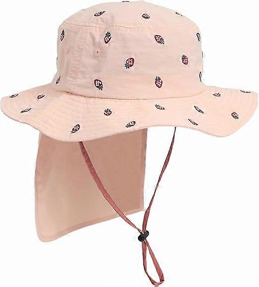 Chapeau de soleil pour enfant en bas âgeKids UPF50 + Chapeau de seau imperméable réglable Natation Broderie d’été avec rabat de cou pour fille garçon âgés de 3 ~ 8T