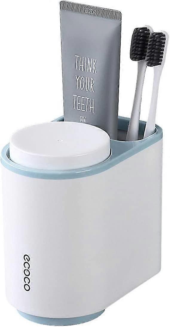 Wall Mounted Toothbrush Holder, Toothpaste Storage Rack, 2 Cups - Suitable For All Types Of Toothbrushes (blue)