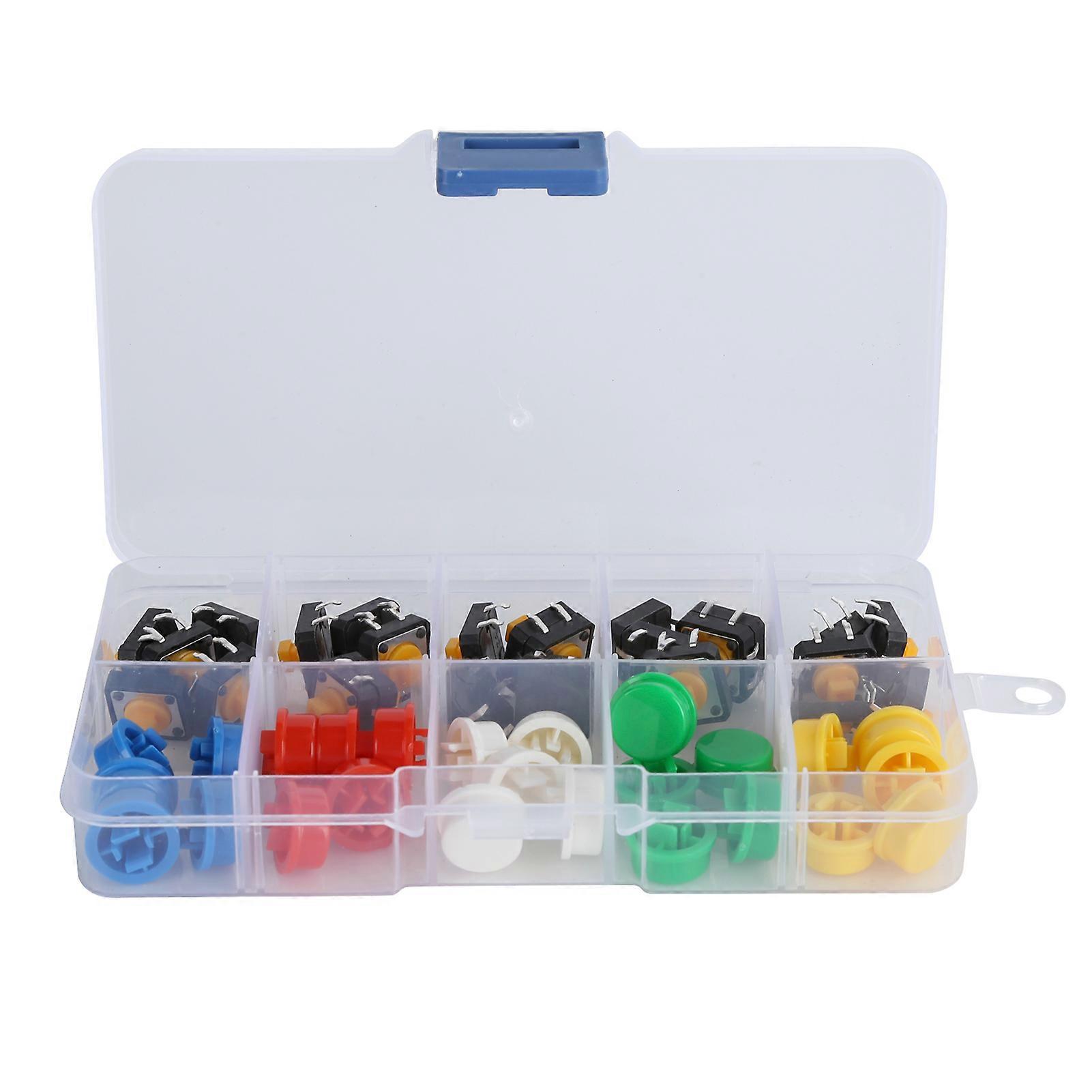 25PCS 12x12x7.3 mm Tact Push Button with Round Cap Micro Switch for DIY Electronic Products