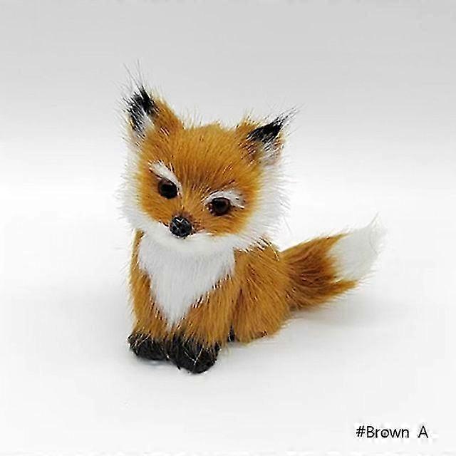 New Simulation Brown Fox Furs Squatting Fox Model Animals World With Static Action Figures Ornament Plush Toys Gift For Kid