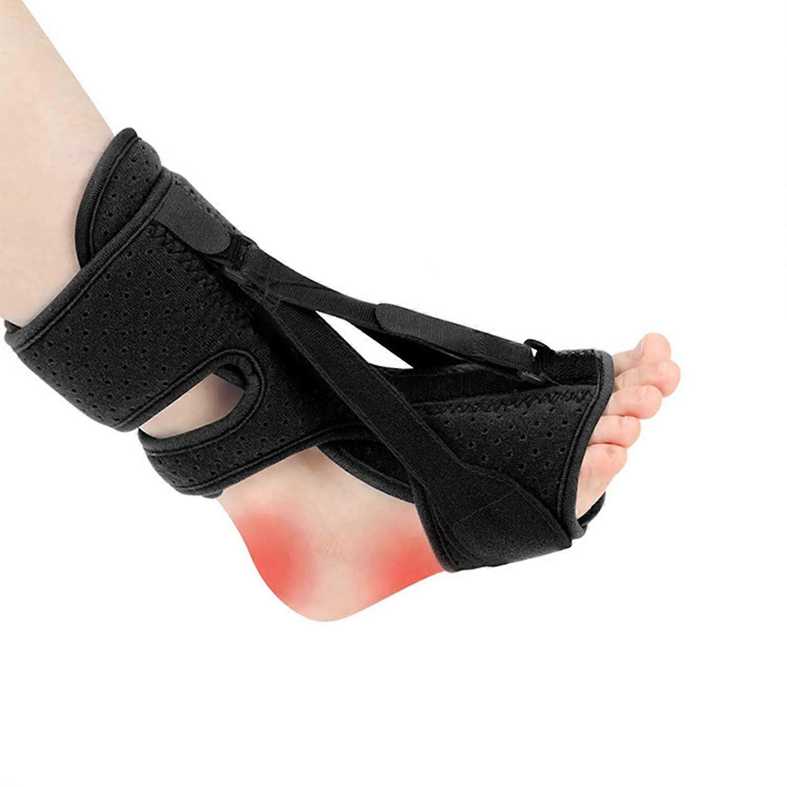 Black Night Splint for Plantar Fasciitis with Arch Pad and Drawstring Bag