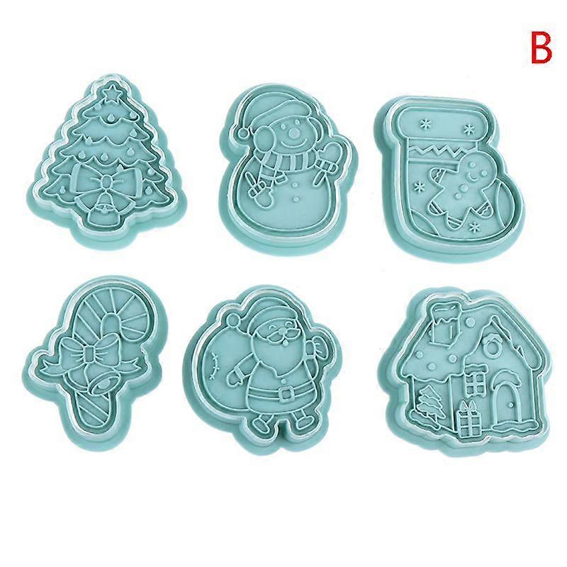 6Pcs/Set Embosser Mold 3D Christmas Tree Snowflake Pattern Cookie Cutter
