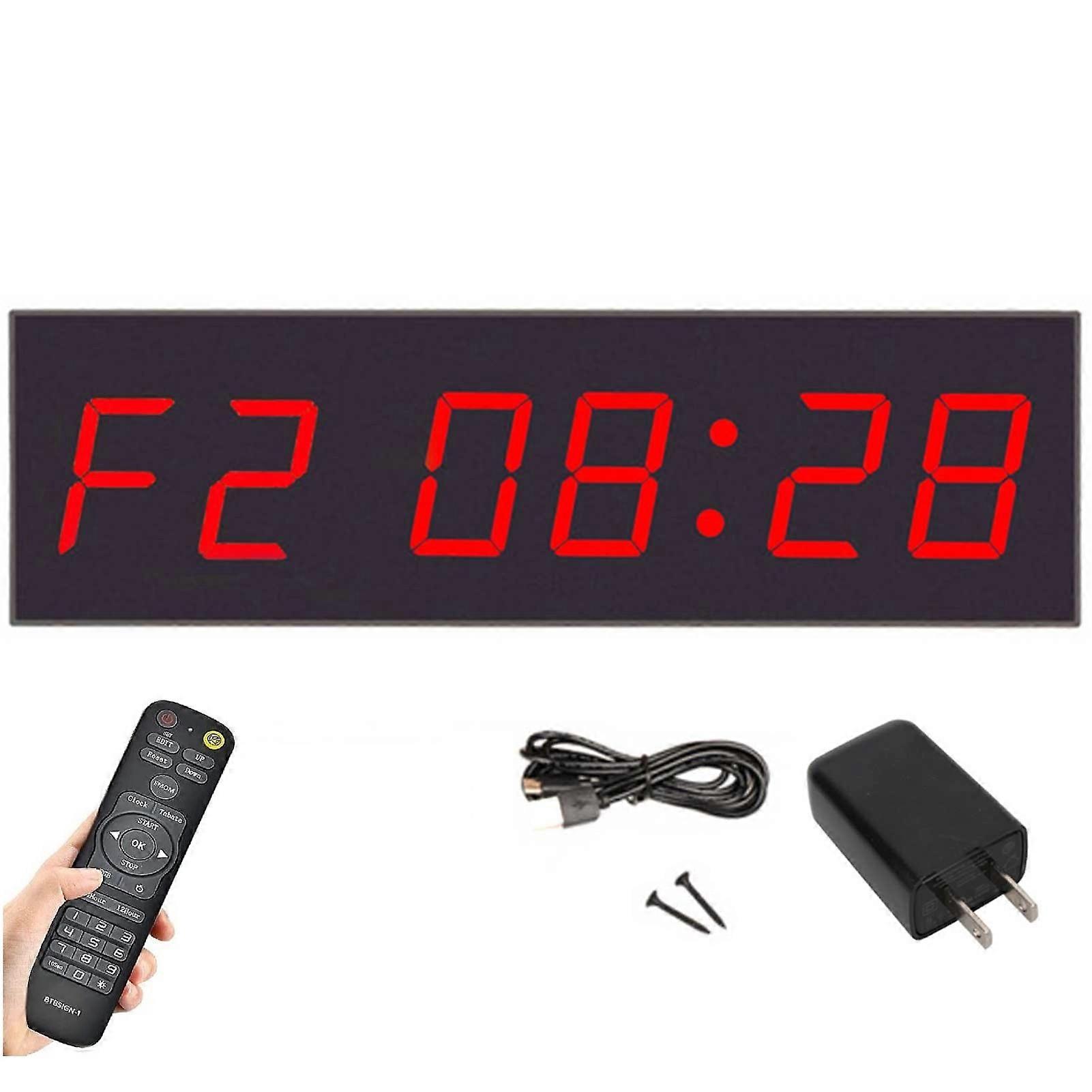 Portable Gym Timer Clock with Remote Control, LED Interval Timer Countdown/Up Clock, Stopwatch for Home, Gym, Fitness Training, Workout