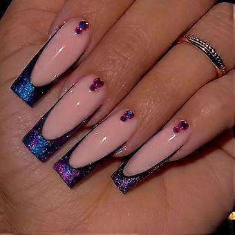 Rose avec Flash Long Ballet Faux Nails Charming Com