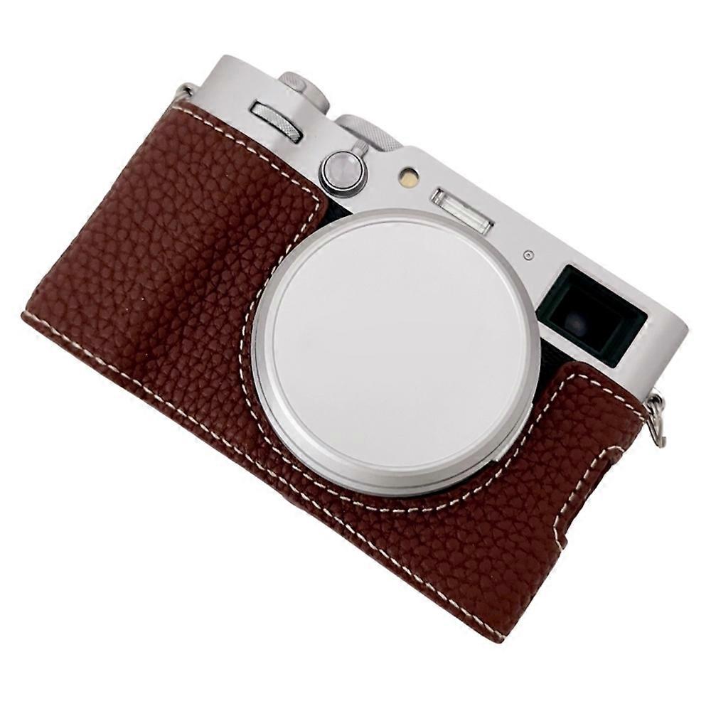 Type C For Fujifilm X100VI Litchi Texture Leather Camera Bag Bottom Case Easy to Replace Battery