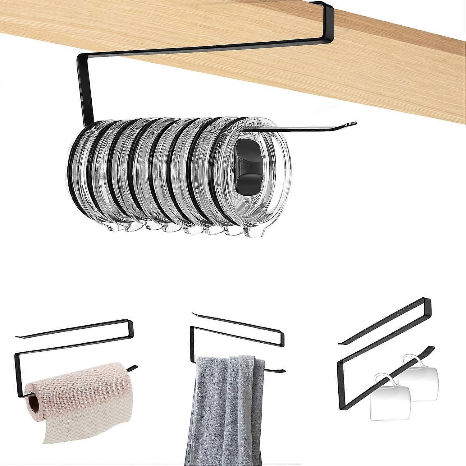 Cup Lid Organizer Under Cabinet Storage, No Adhesive Needed, Kitchen Space Saver for Various Lid Sizes and Styles