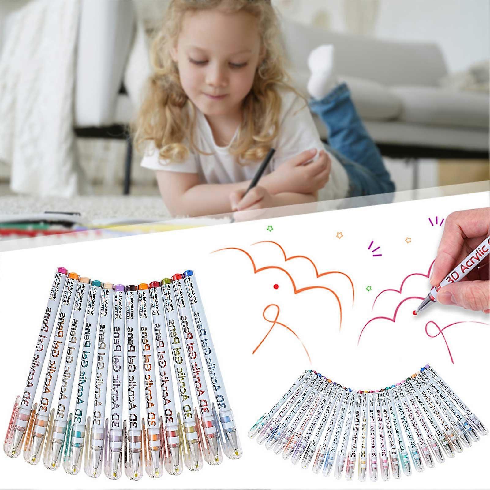 12/24 Colors Gel Pens Assorted Drawing Ink Quick Dry Smooth Writing Pens for School Office Stationery