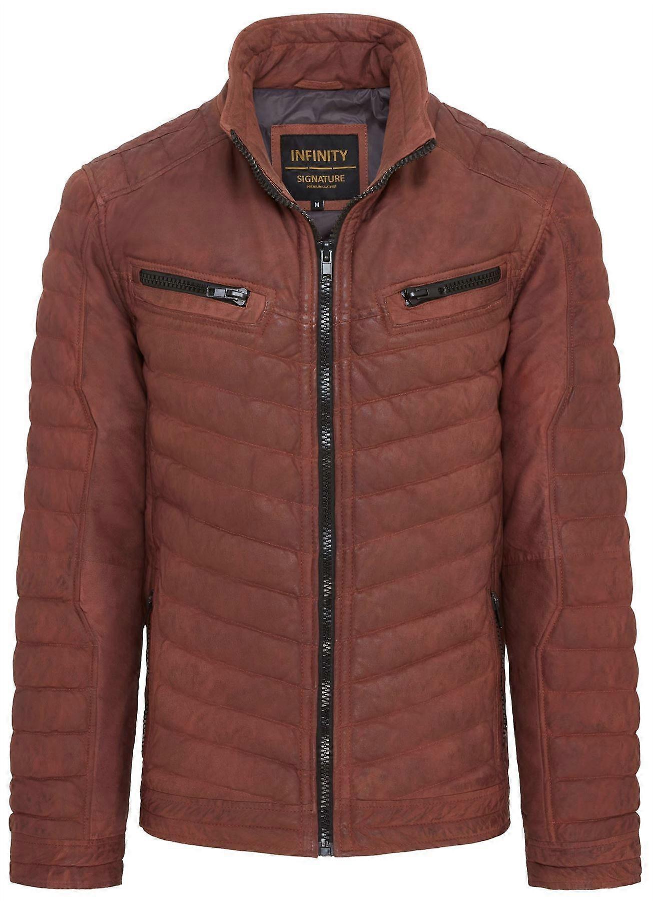Men's Puffer Leather Biker Quilted Vintage Bomber Jacket