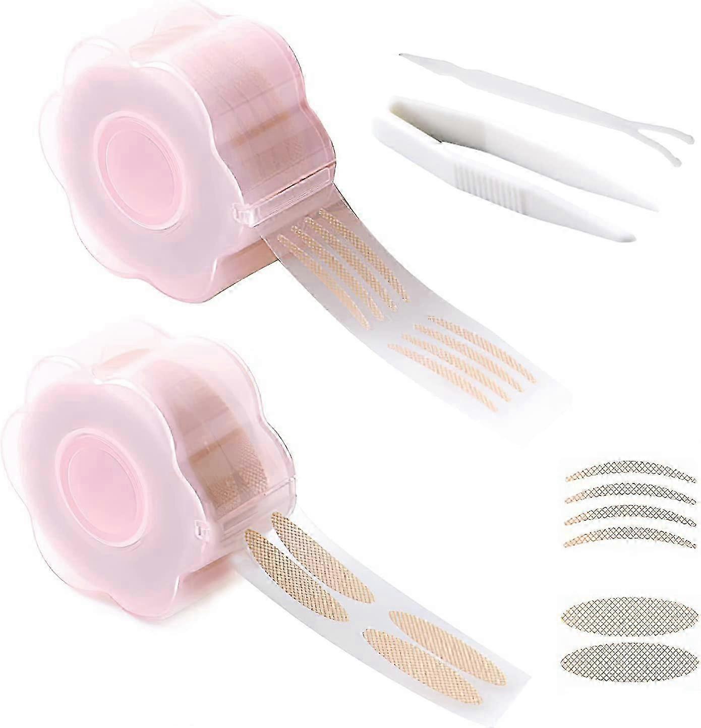 1200 Pcs Eyelid Tape, Invisible Instant Eyelid Stickers, for Hooded Droopy Uneven Mono-eyelids, Big Eye Tools with Fork Rods & Tweezers