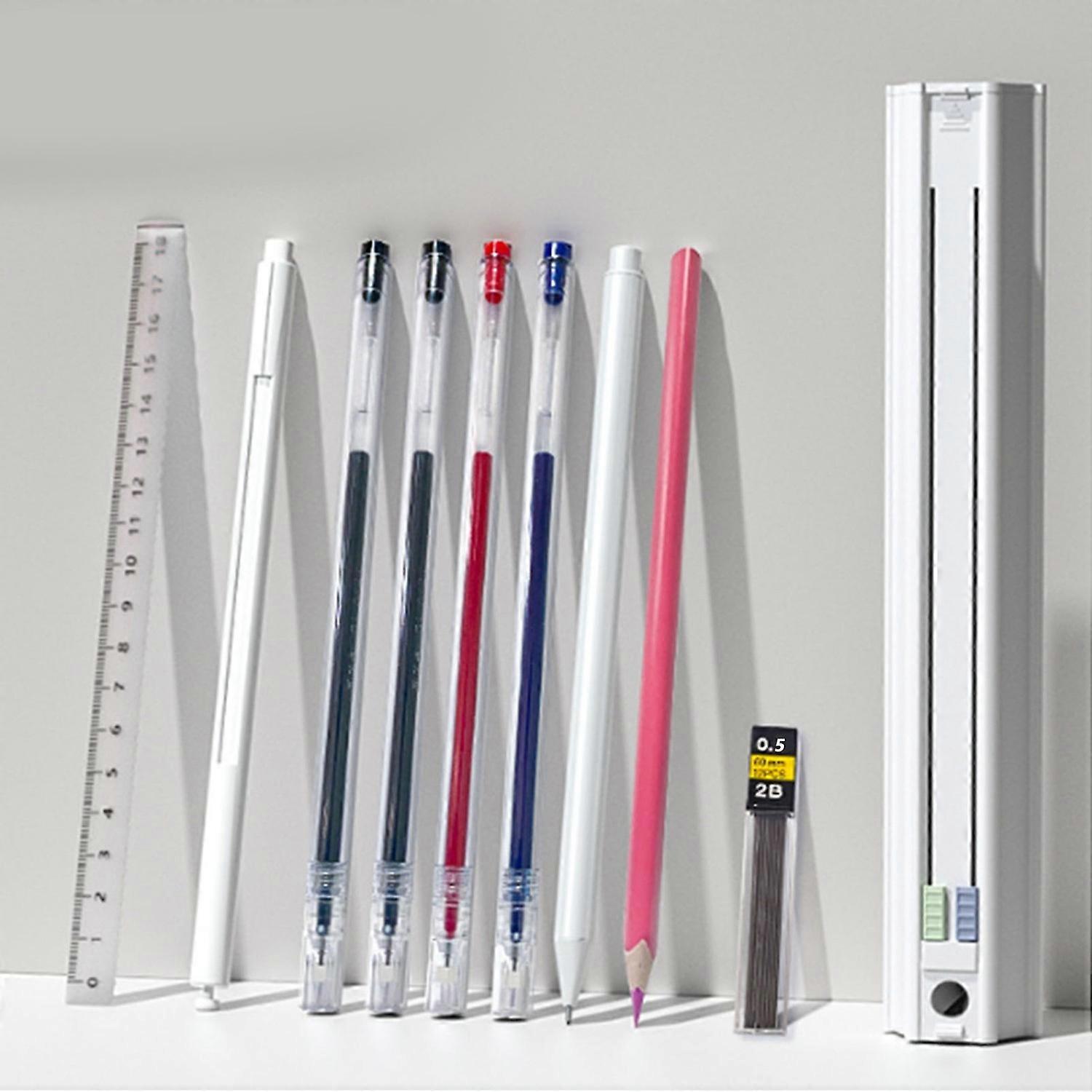 Hexagonal Pen Holder Multifunctional Students Stationery Case Set with Gel Pens Pencils Ruler Eraser