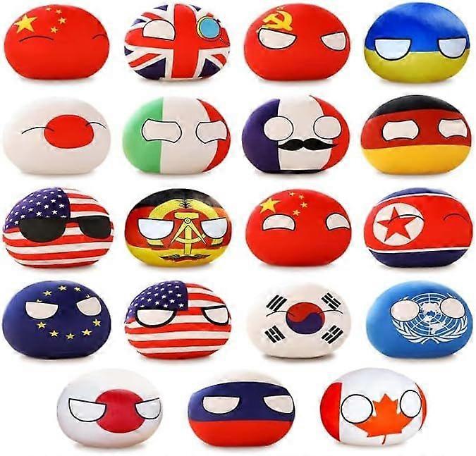 19pcsカントリーボールぬいぐるみセット、10cmポーランドボールぬいぐるみ人形、ペンダントアクセサリー、子供大人のためのぬいぐるみギフト