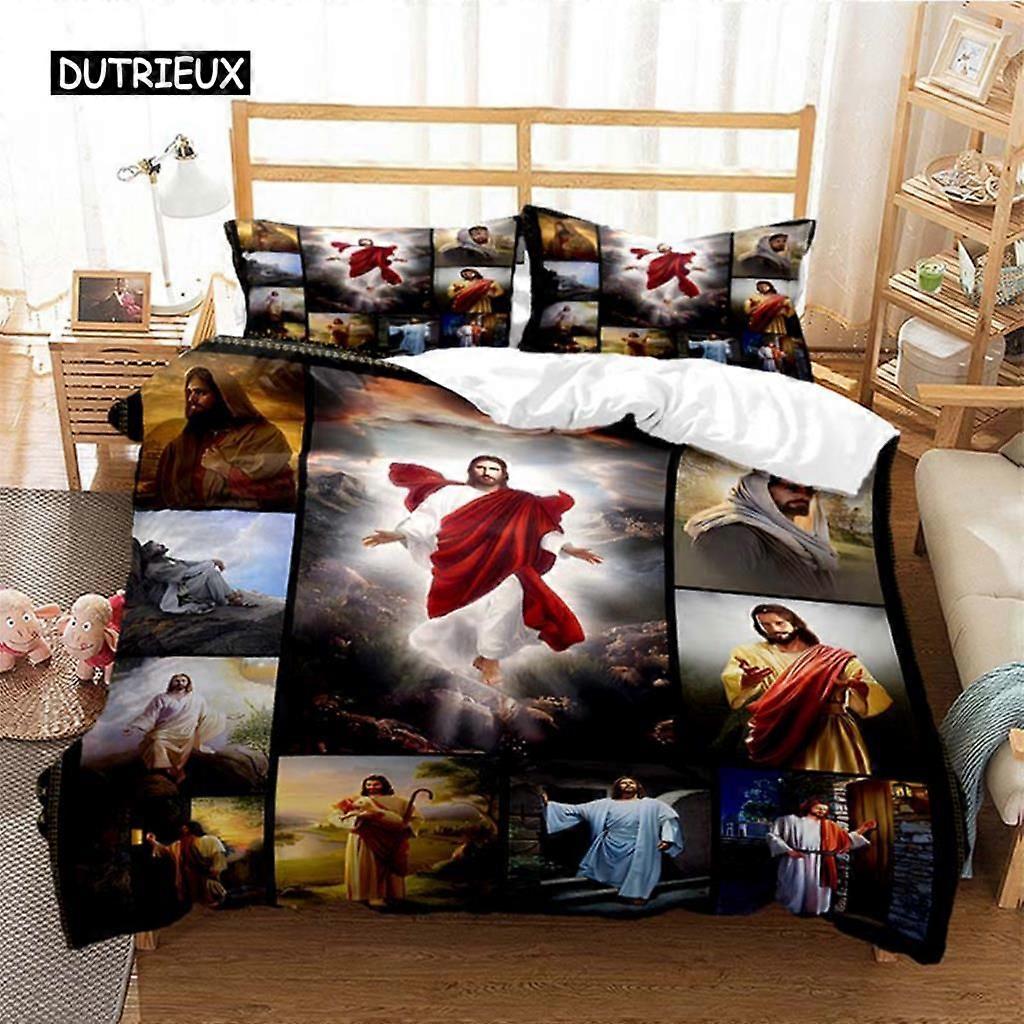 x1998 ΣεντόνιαJesus Duvet Cover Christian Sacred Jesus Bedding Set Κάλυμμα Παπλώματος Κατάλληλο για Christian Jesus Bedding God Bless You Δώρα 3 τεμαχίων