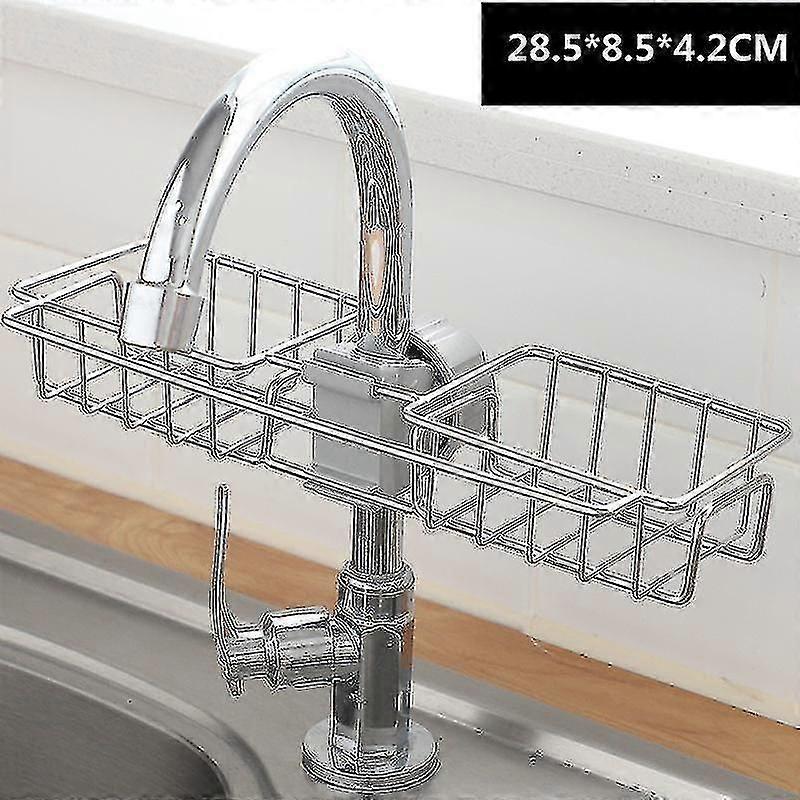 Stainless Steel Faucet Storage Rack Sink Storage Drain Basket Storage Rack Kitchen Supplies Long Sty