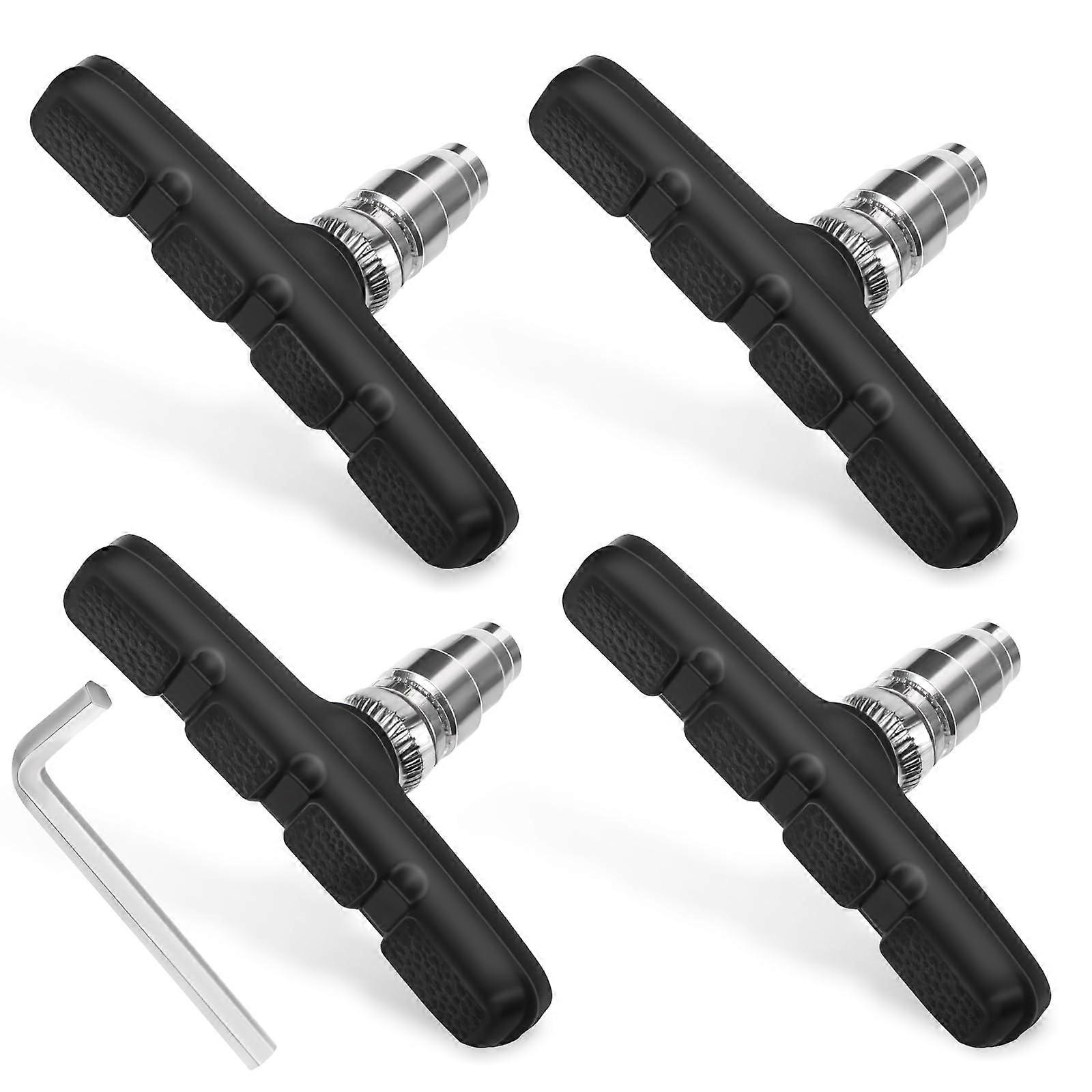 4 PCS Bike Brake Pads Compatible with City, Mountain, and Road Bikes - Durable Rubber Material, Easy Installation