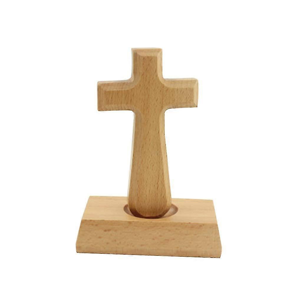 Ornament, Wooden Cross Decor with Stand, Hand - crafted for Home or Office Display