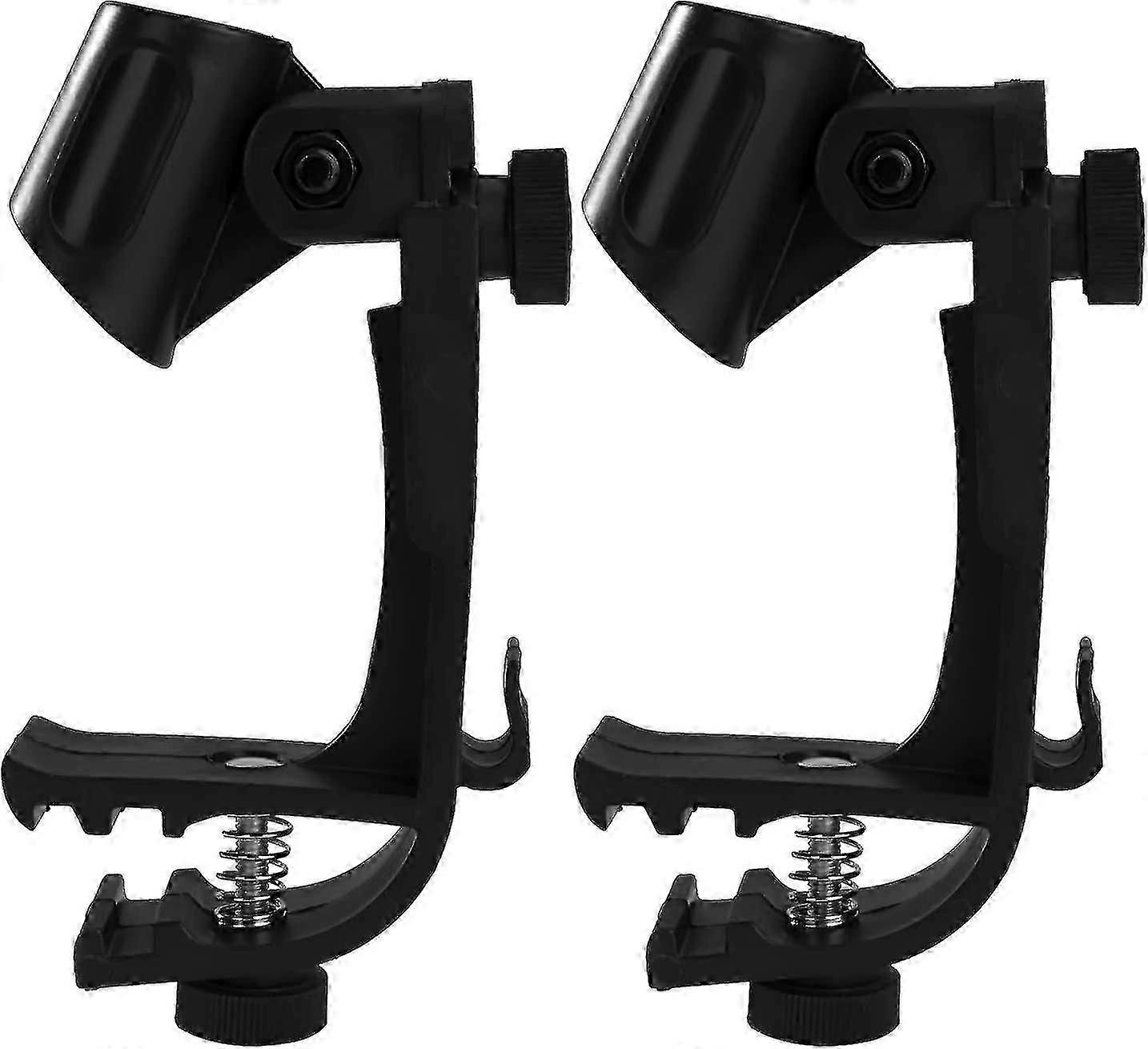 Drum Microphone Clips Adjustable Plastic Shockproof Drum Mic Holder Practical Rim Mount Clamp Holder (1set (2pcs))