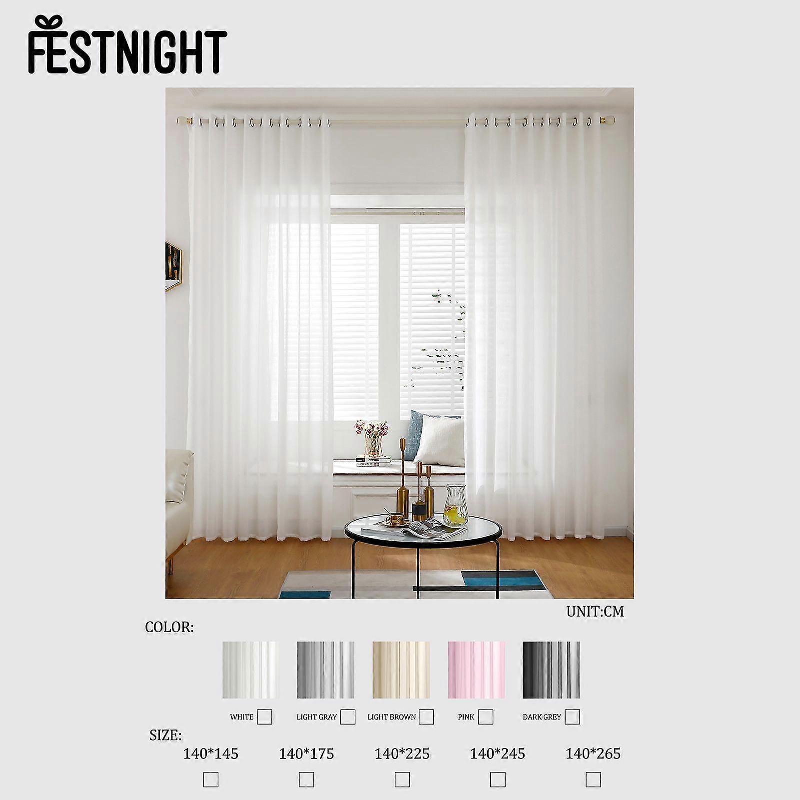 Festnight 2PCS 145*140cm Solid Color Curtains Polyester Fiber Grommet Light Filtering Casual Textured Privacy Curtains for Bedroom Living Room